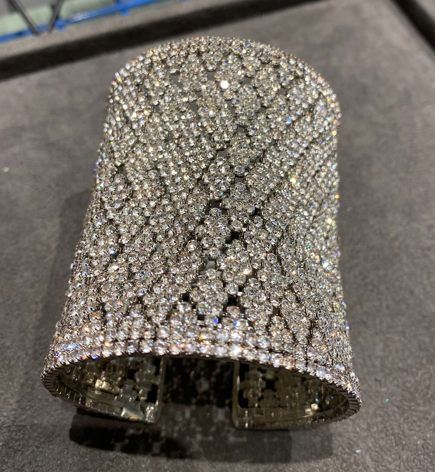 Brass white gold plated cuff