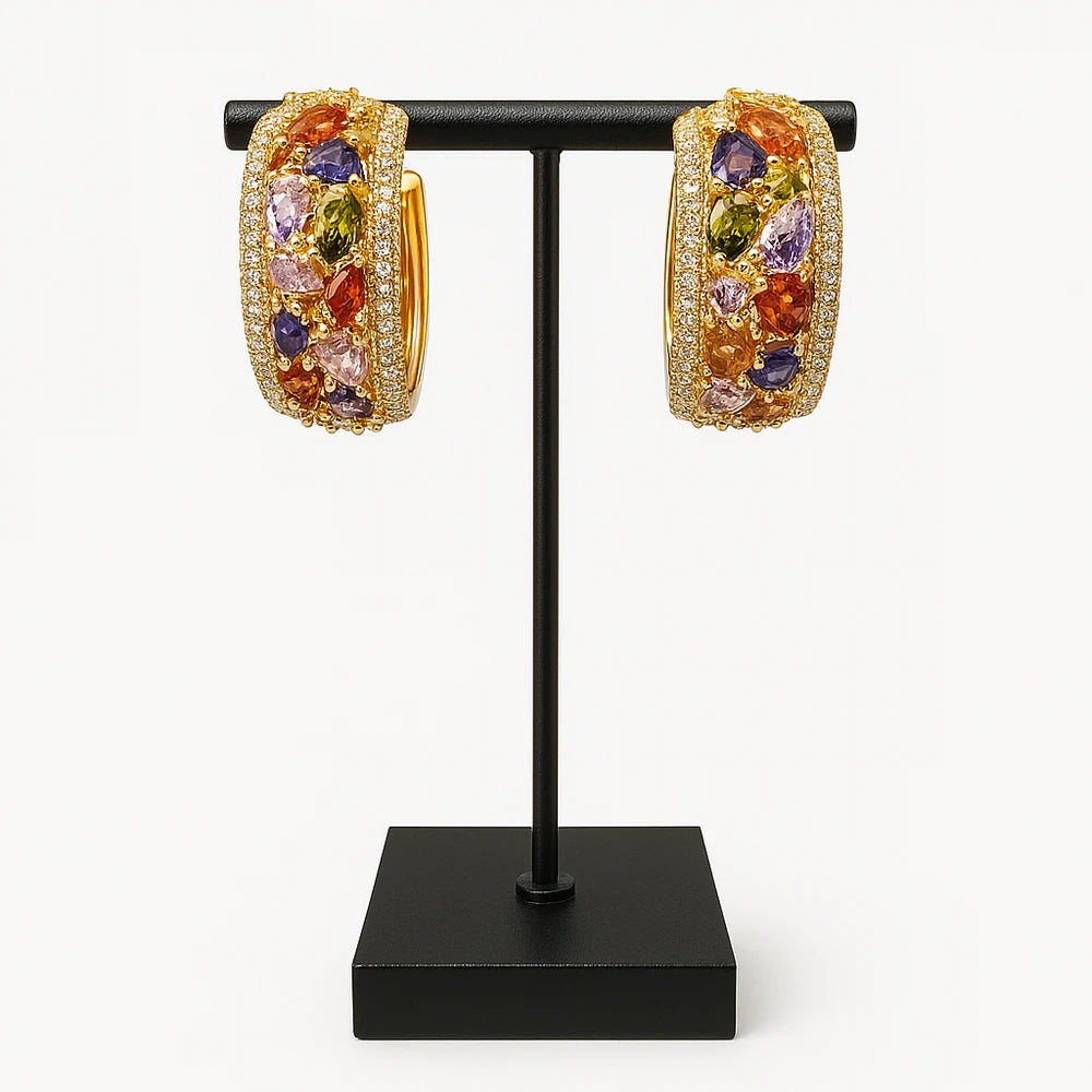 Multiple color gem earrings