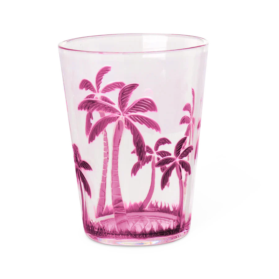 Acrylic Tumbler with Palm Tree Design - Pink