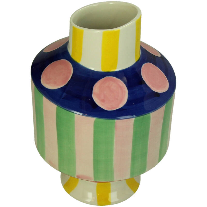 Vase Stripes Stoneware multi