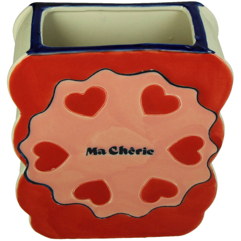 Vase Hearts Stoneware Multi