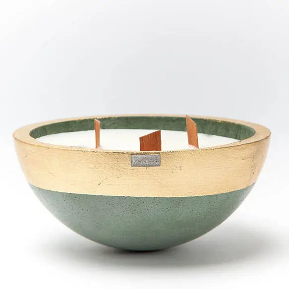 Candle in bowl Green Helios size L