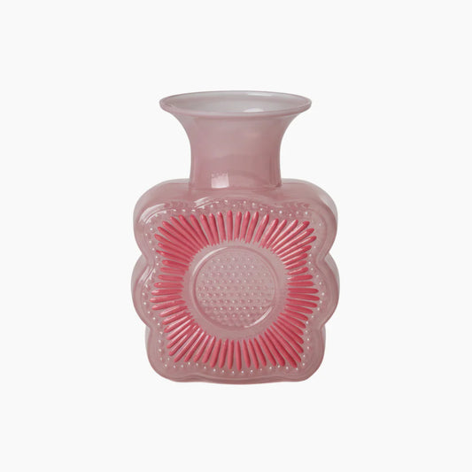 Glass Vase w/ Embossed Flower Design