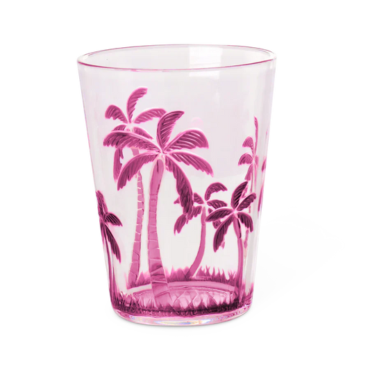 Acrylic Tumbler with Palm Tree Design - Pink
