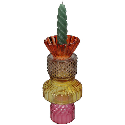 KAL-6204 Candle Stick Glass Multi 9.9x9.9x21.5cm
