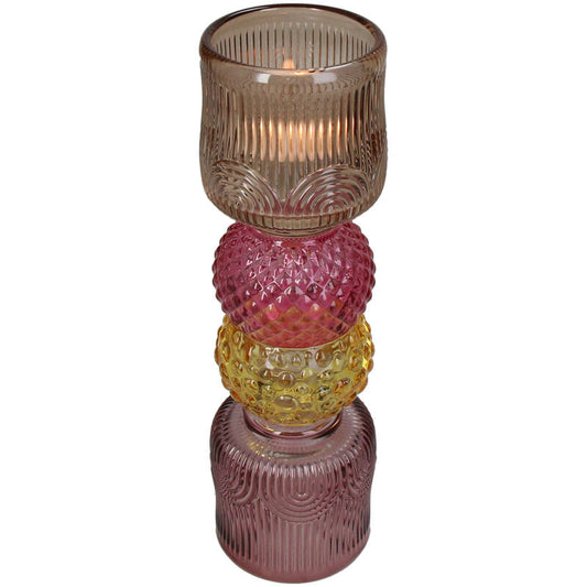 KAL-6205 Candle Holder Glass Multi 7.5x7.5x23cm