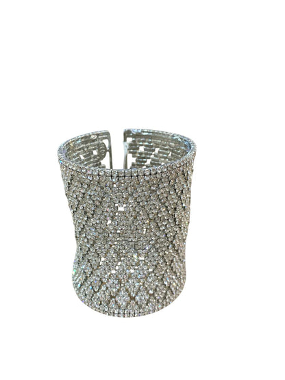 Brass white gold plated cuff