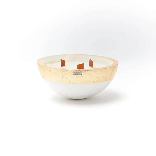 Candle in bowl White Helios Size M