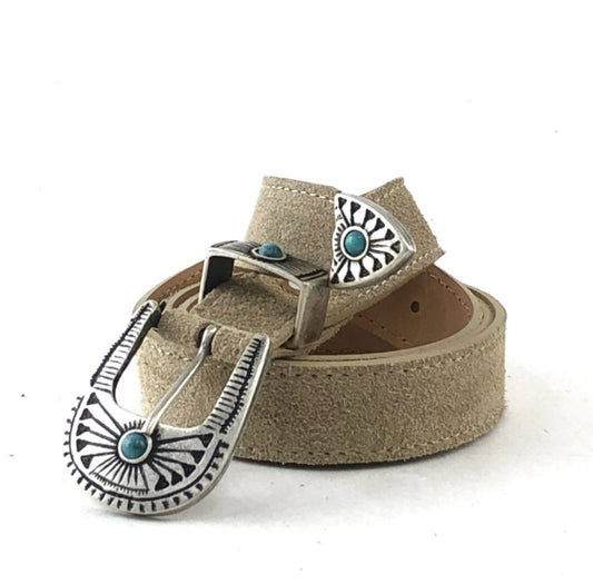 Belt Tris Stone turquoise Suede